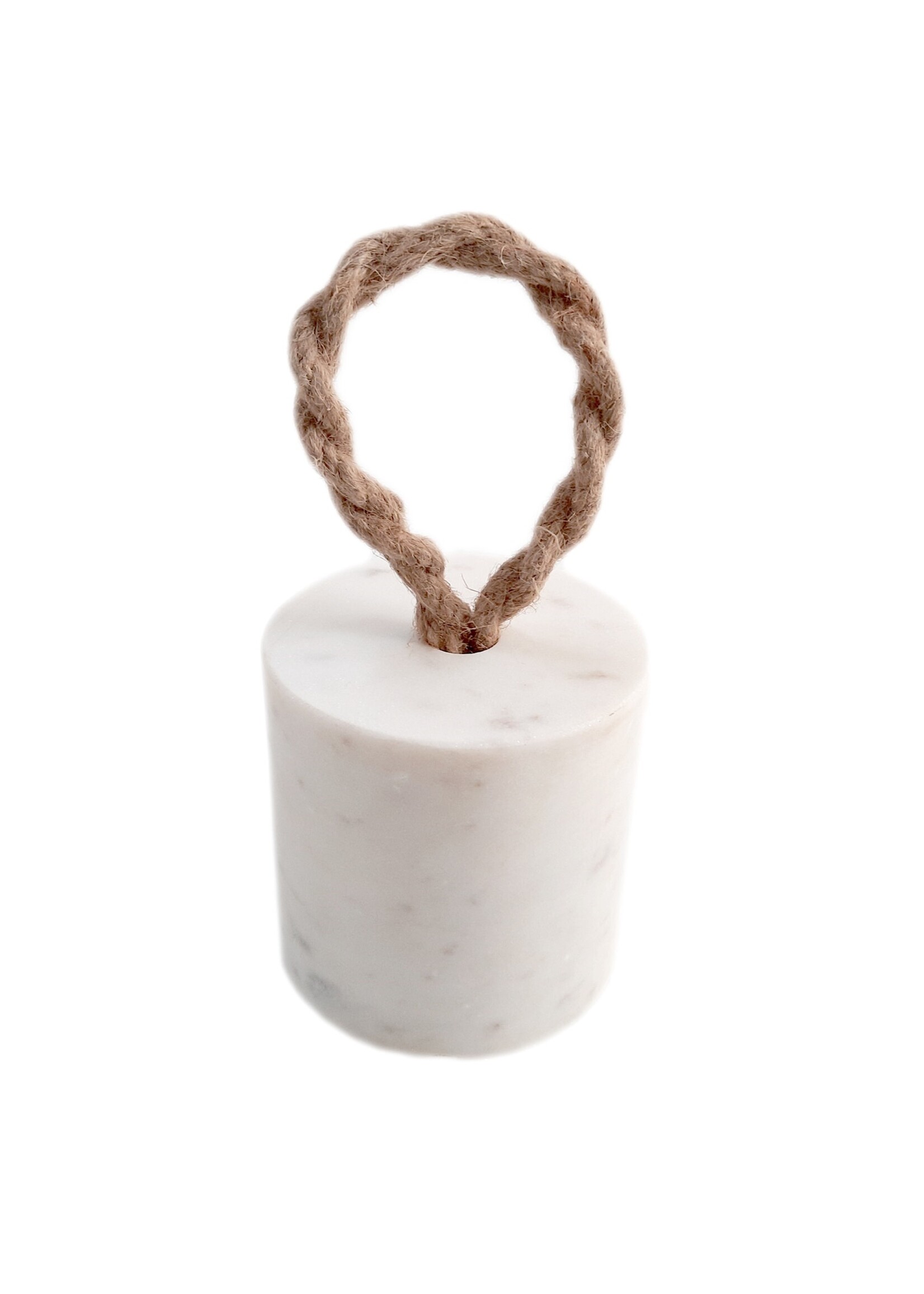 BIDK Home White Marble Door Stopper w/ Jute Handle