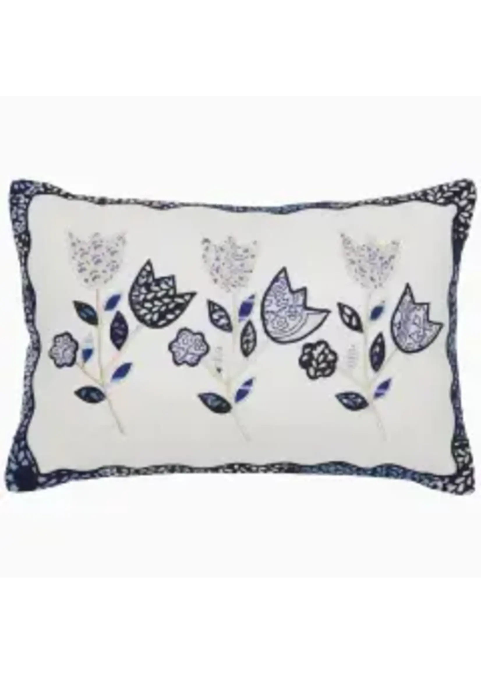John Robshaw Textiles Upcycled Tulips Kidney Pillow 12x18