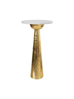 Worlds Away Cynthia Tapered Brass Side Table with Marble Top