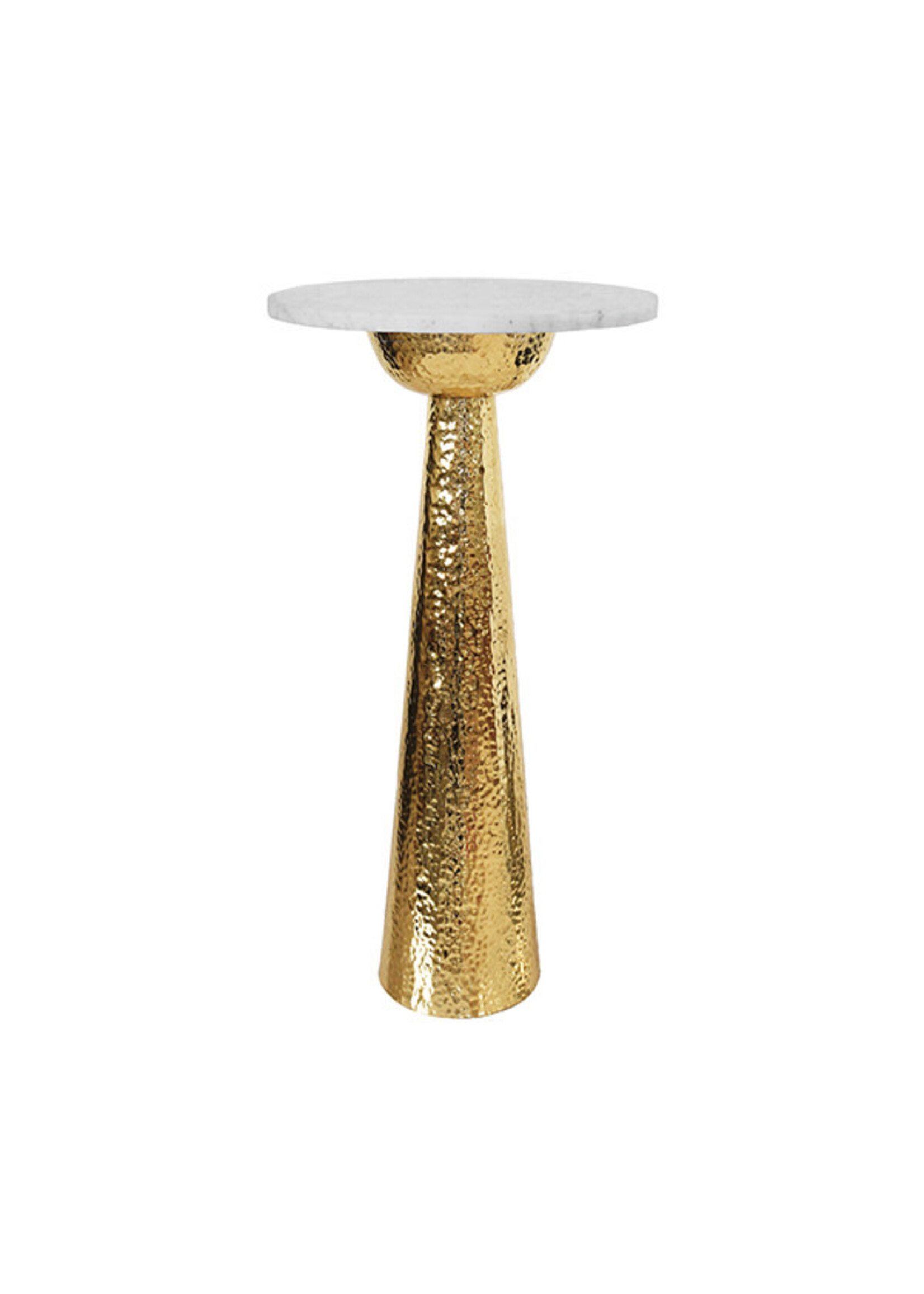 Worlds Away Cynthia Tapered Brass Side Table with Marble Top