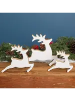 BeHome Mango Wood & Enamel Prancing Reindeer, Large