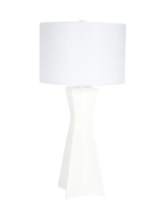 White Gesso Millington Lamp with White Linen Shade
