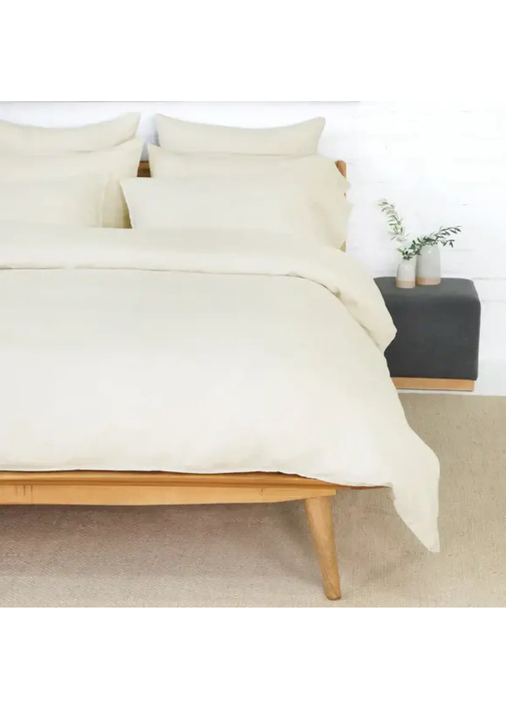 Pom Pom at Home Parker Linen in Cream, Duvet and 2 Shams Set, King
