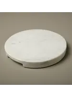 White Marble Thick Round Board with Handle Grooves