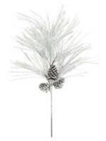 Select Artificials SNOW LONG NEEDLE PINE SPRAY W/ CONE & HEAVY SNOW, 36"