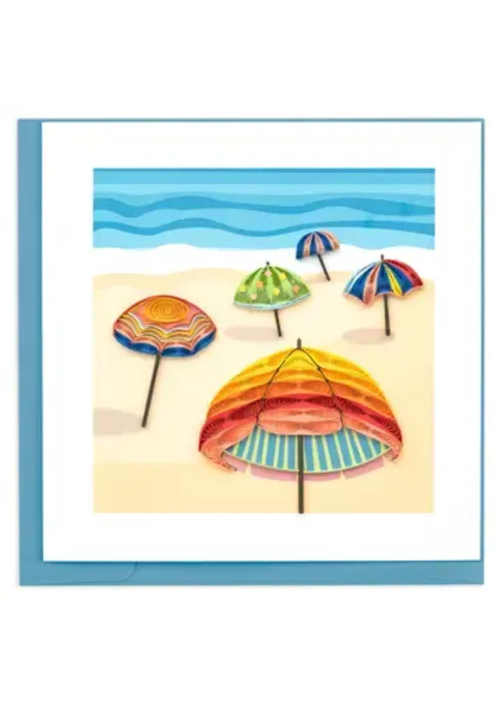 Quilling Cards Colorful Beach Umbrellas Greeting Card