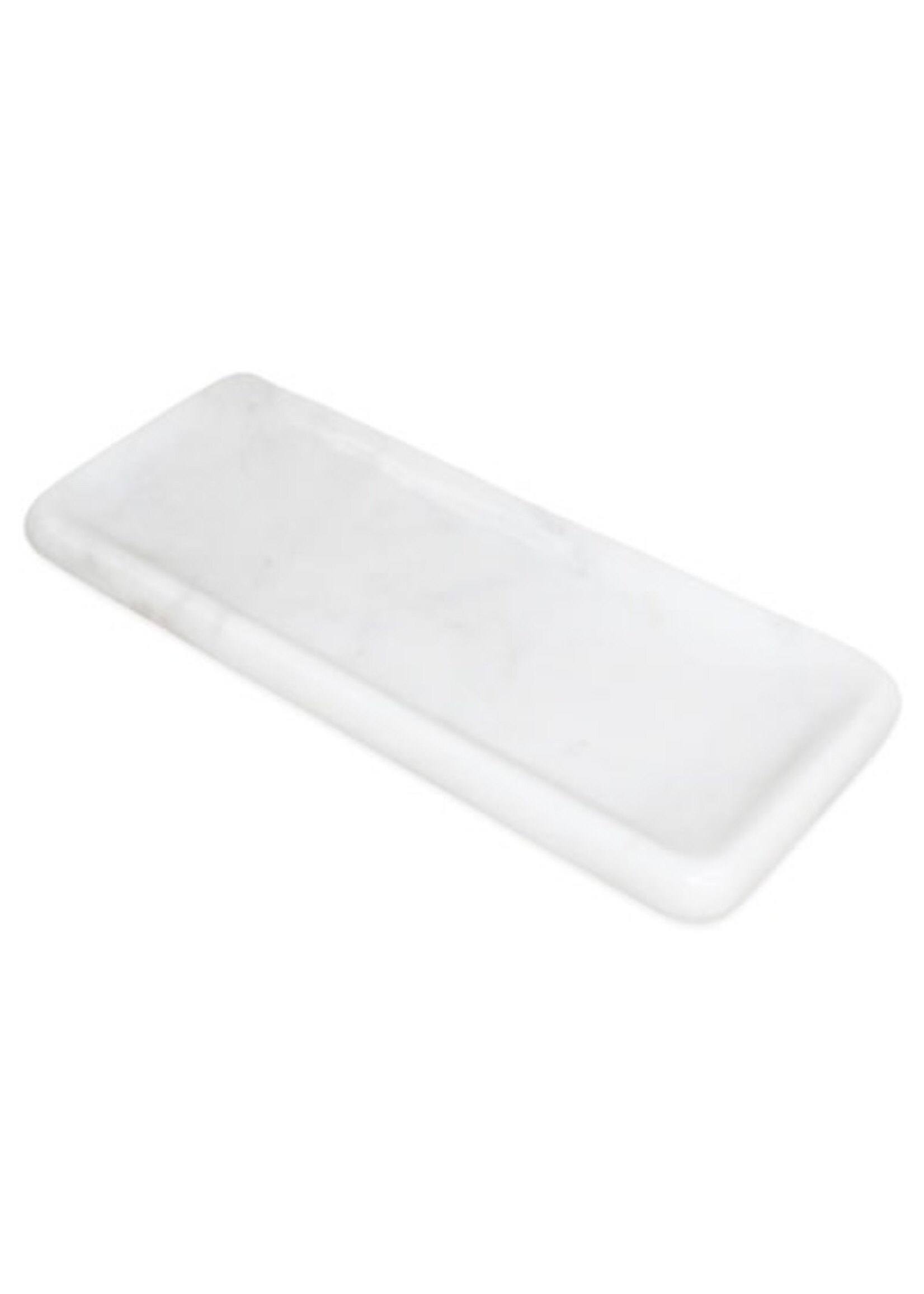 BIDK Home Large White Marble Round Edge Tray