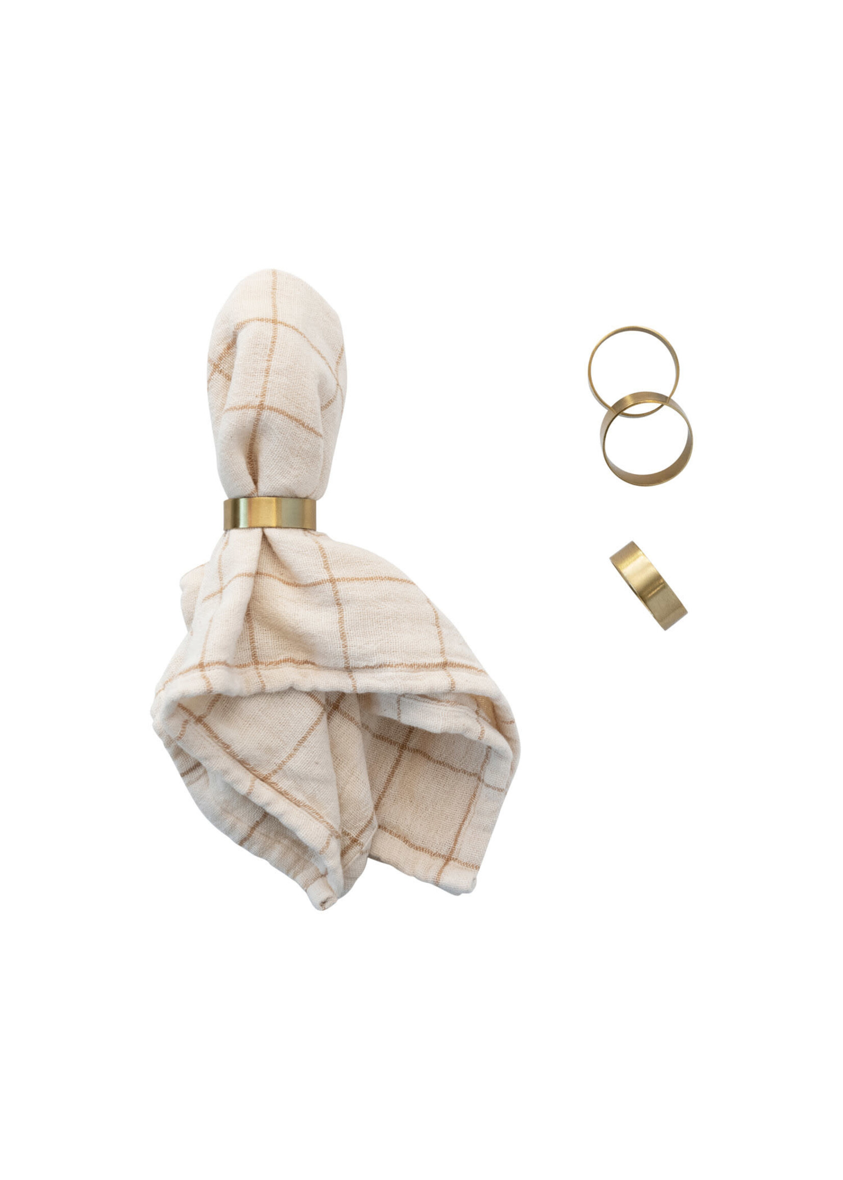 Bloomingville Round Brass Napkin Rings in Box, Set of 4