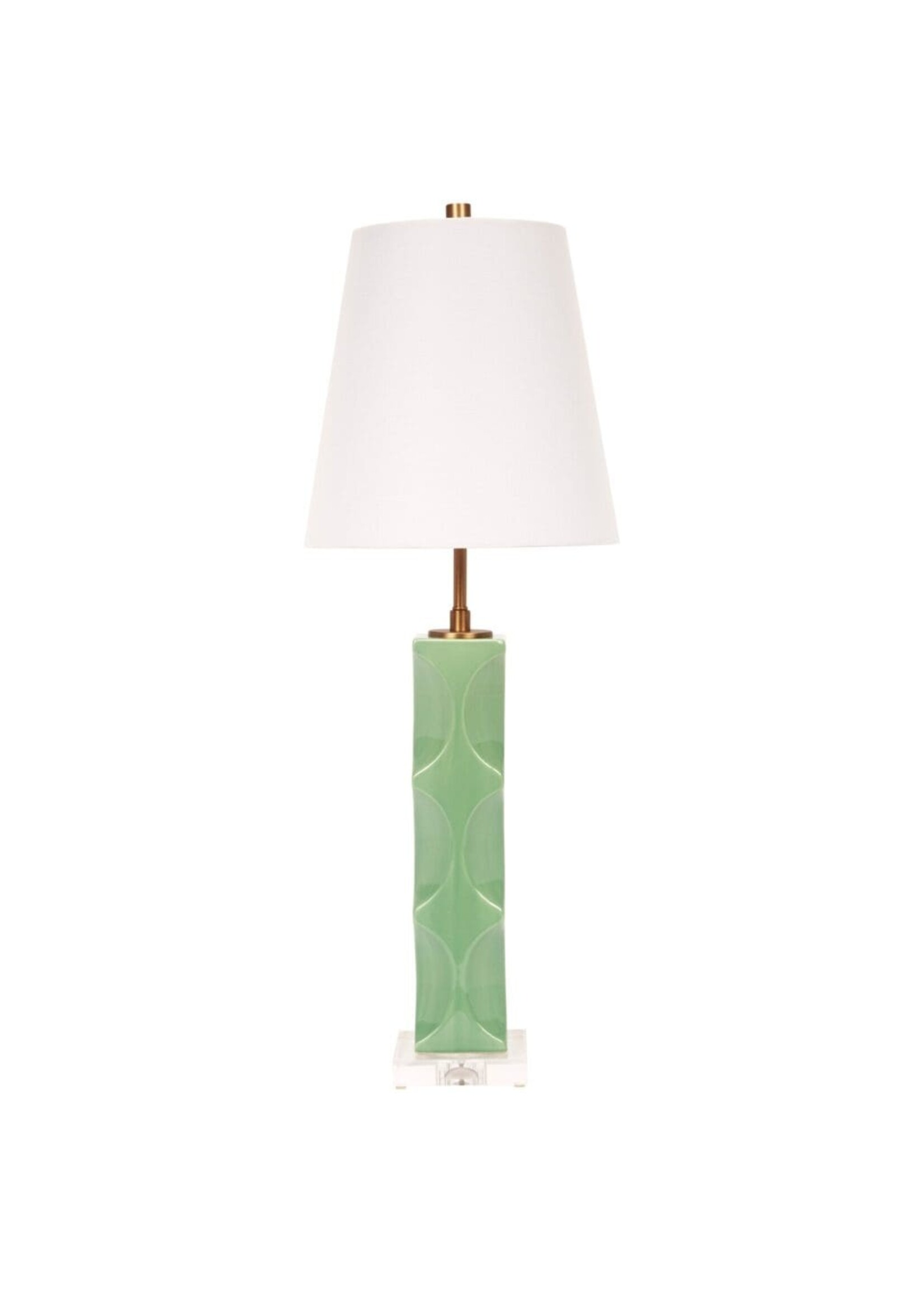 Old World Design LLC Tracy Green Ceramic Table Lamp with Linen Shade