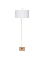 Old World Design LLC Gold Leaf Scheffler Bamboo Floor Lamp with Linen Shade