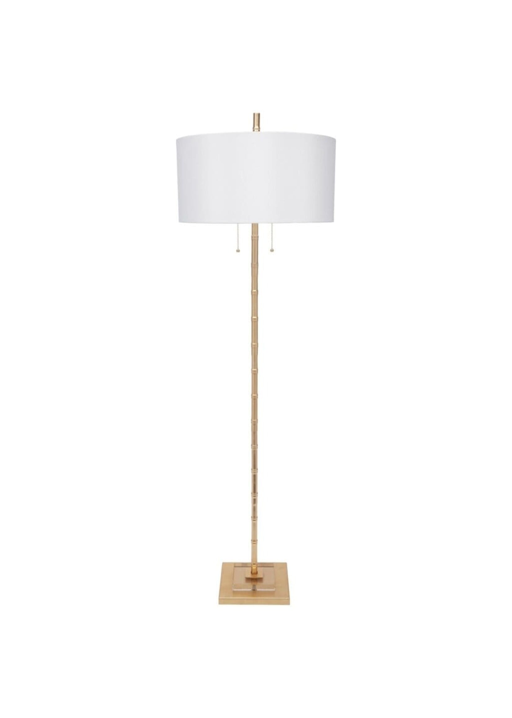 Old World Design LLC Gold Leaf Scheffler Bamboo Floor Lamp with Linen Shade
