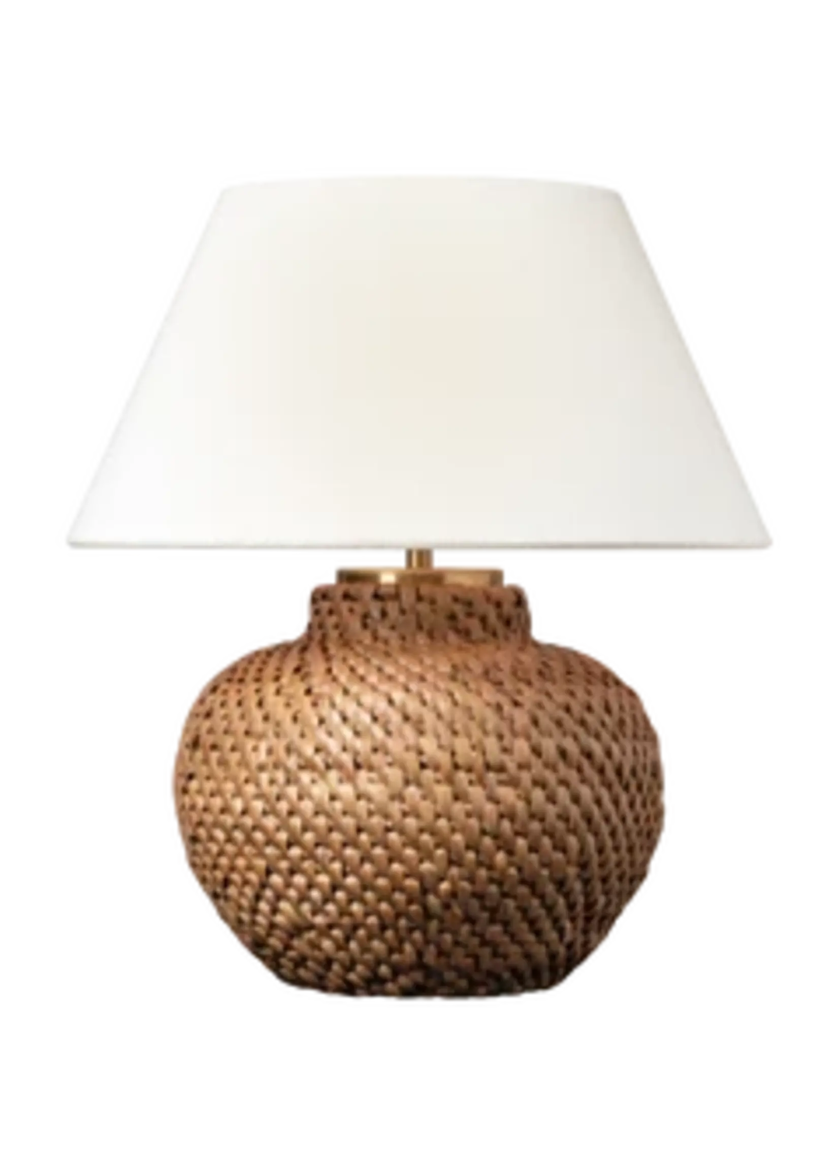 Visual Comfort & Co. Avedon 11" Cordless Accent Lamp in Natural Rattan with Linen Shade