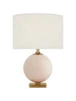 Visual Comfort & Co. Elsie 12" Cordless Accent Lamp in Blush with Linen Shade, Bulb and Charging Cord