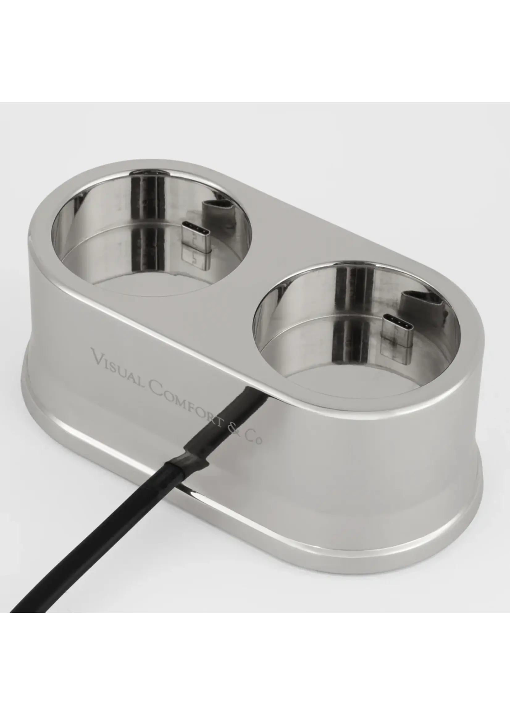 Visual Comfort & Co. Double R45 Universal Charging Station in Nickel