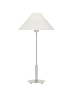 Visual Comfort & Co. Hackney 24" Cordless Buffet Lamp in Polished Nickel with Linen Shade, Bulb and Charging Cord