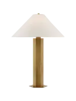 Visual Comfort & Co. Olivier Medium Table Lamp in Hand-Rubbed Antique Brass with Linen Shade
