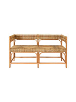 Worlds Away AJAX Rattan Bench with Seagrass Wrapped Seat and Seat Back