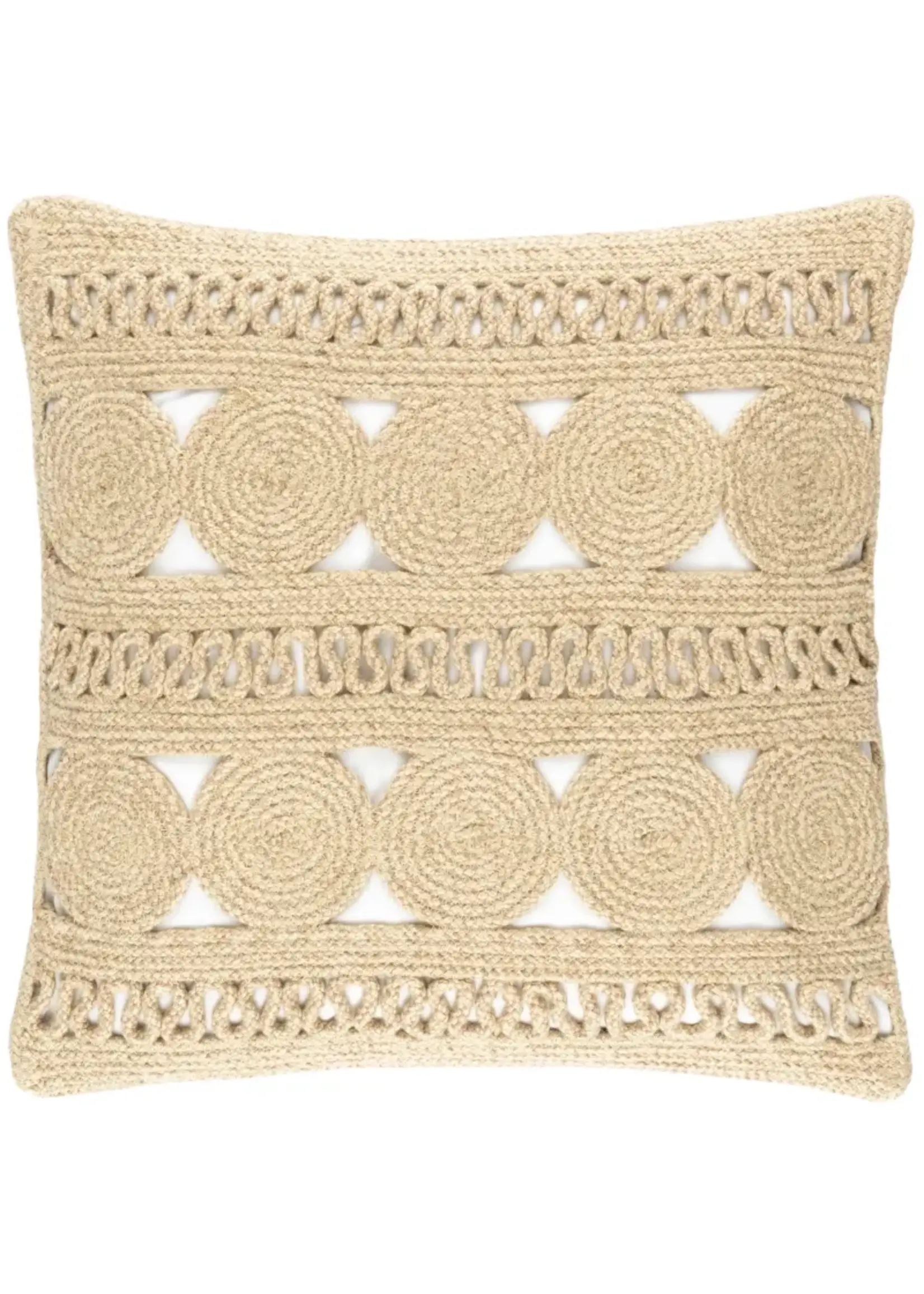 Pine Cone Hill Round Turn Natural Indoor/Outdoor Decorative Pillow 20"