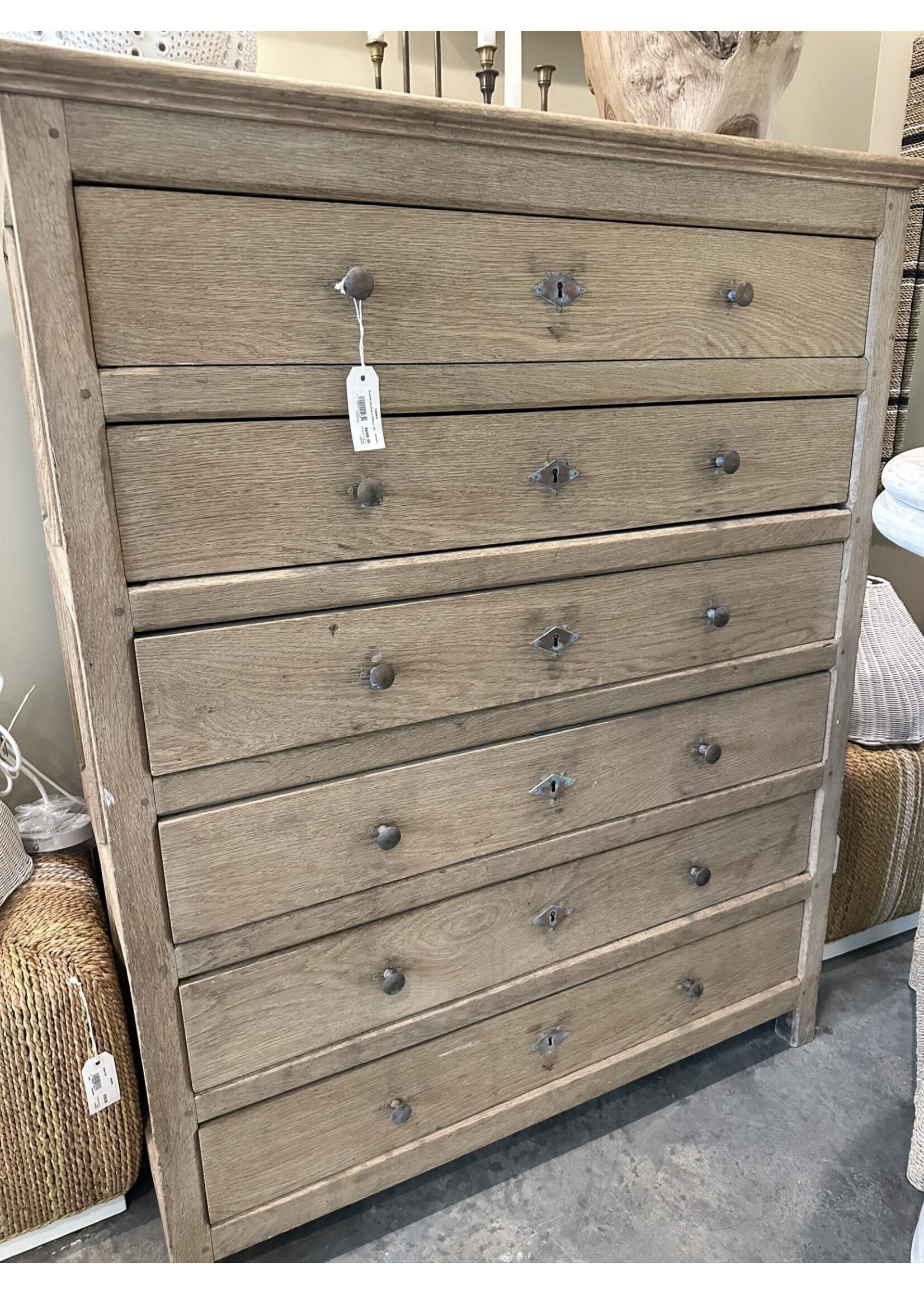 Schwung Home USA Inc. Bleached Oak Chest of Drawers Tall - Antique