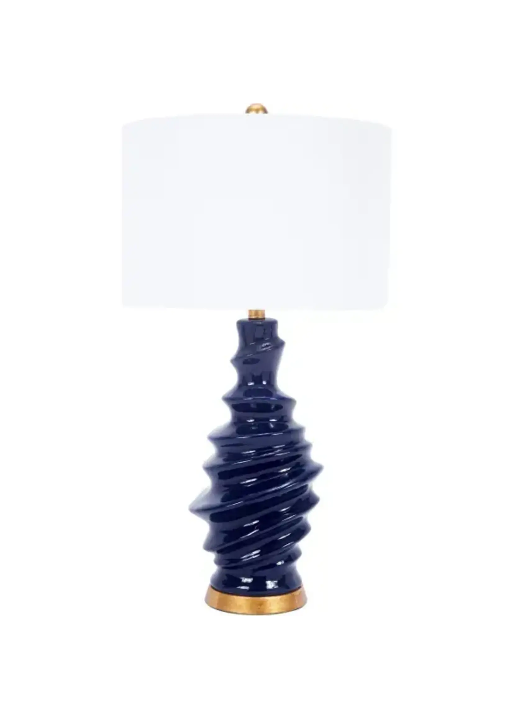 Connelly Navy Blue Ceramic Table Lamp with Linen Shade