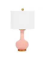 Old World Design LLC Nela Blush Ceramic Table Lamp with linen shade