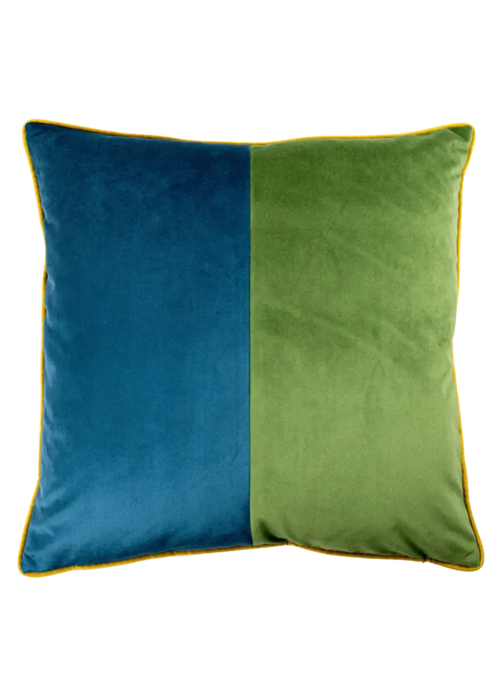 Piper Collection Andrews 22x22 Lima Green and Petrol Blue Color Block Velvet with Brass Corded Edge