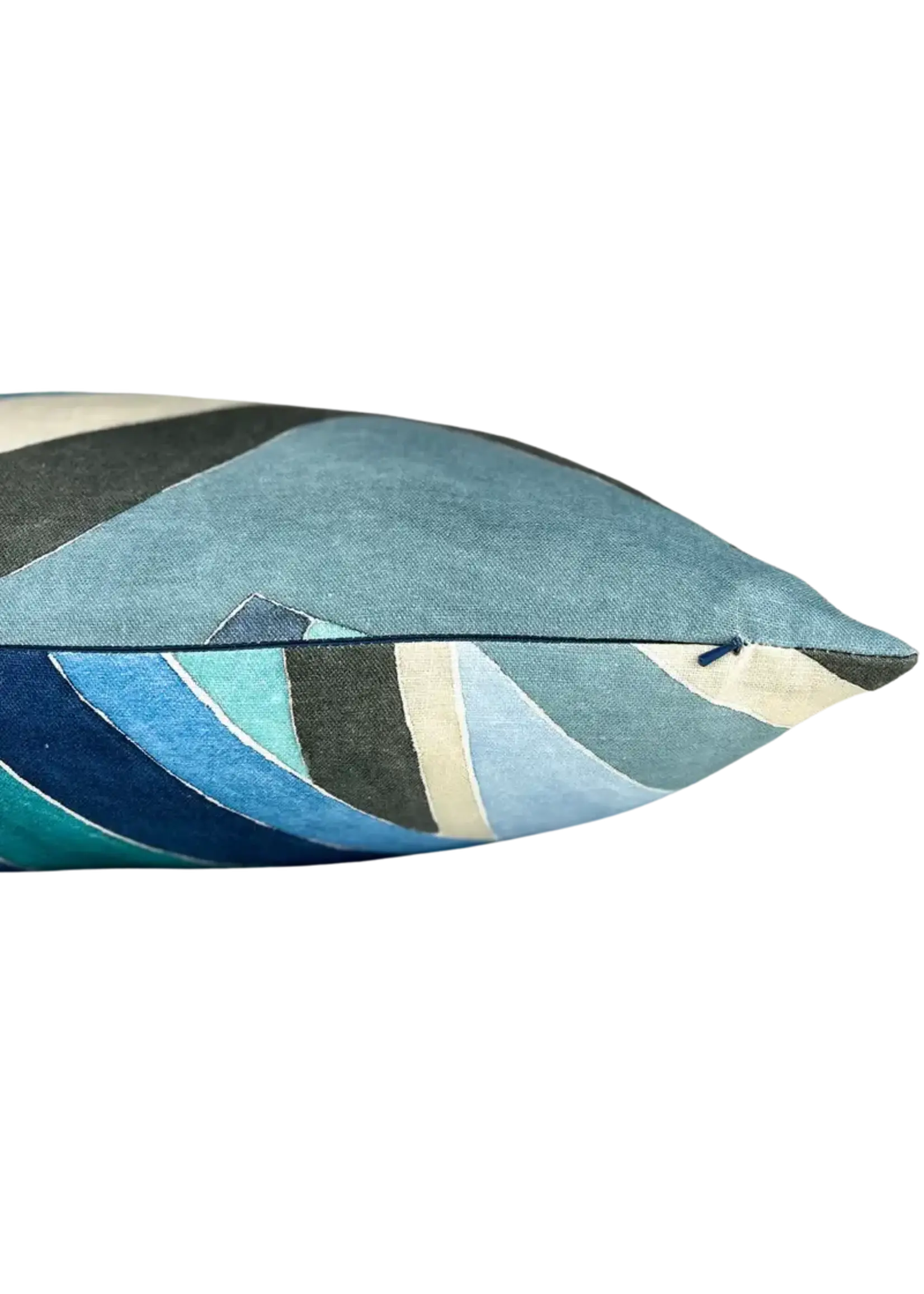 Piper Collection Kathryn 22x22 Geometric Printed Linen , Navy and Teal