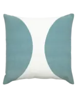 Piper Collection Liv 22x22 Aqua Velvet with Snow Linen Color Block Pillow