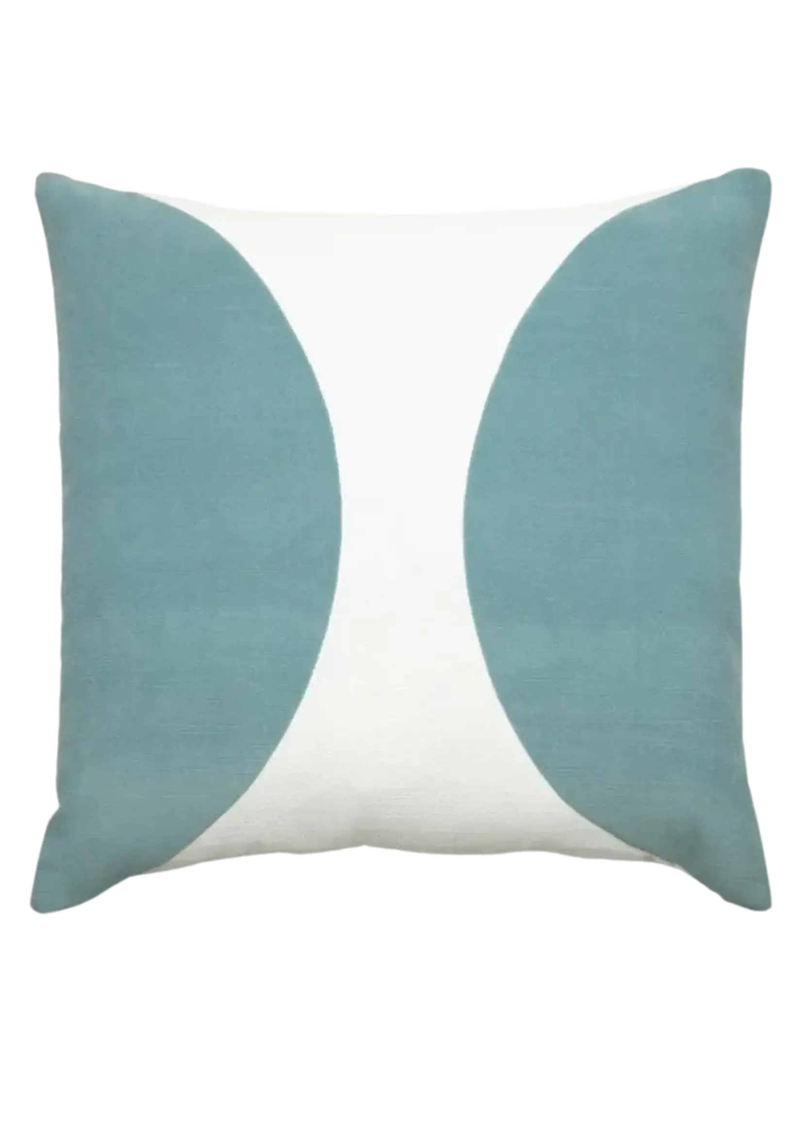 Piper Collection Liv 22x22 Aqua Velvet with Snow Linen Color Block Pillow