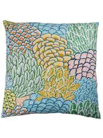 Piper Collection Elena 22x22 Multi-Colored Floral Printed Linen with Solid Teal Velvet Back in Starfish