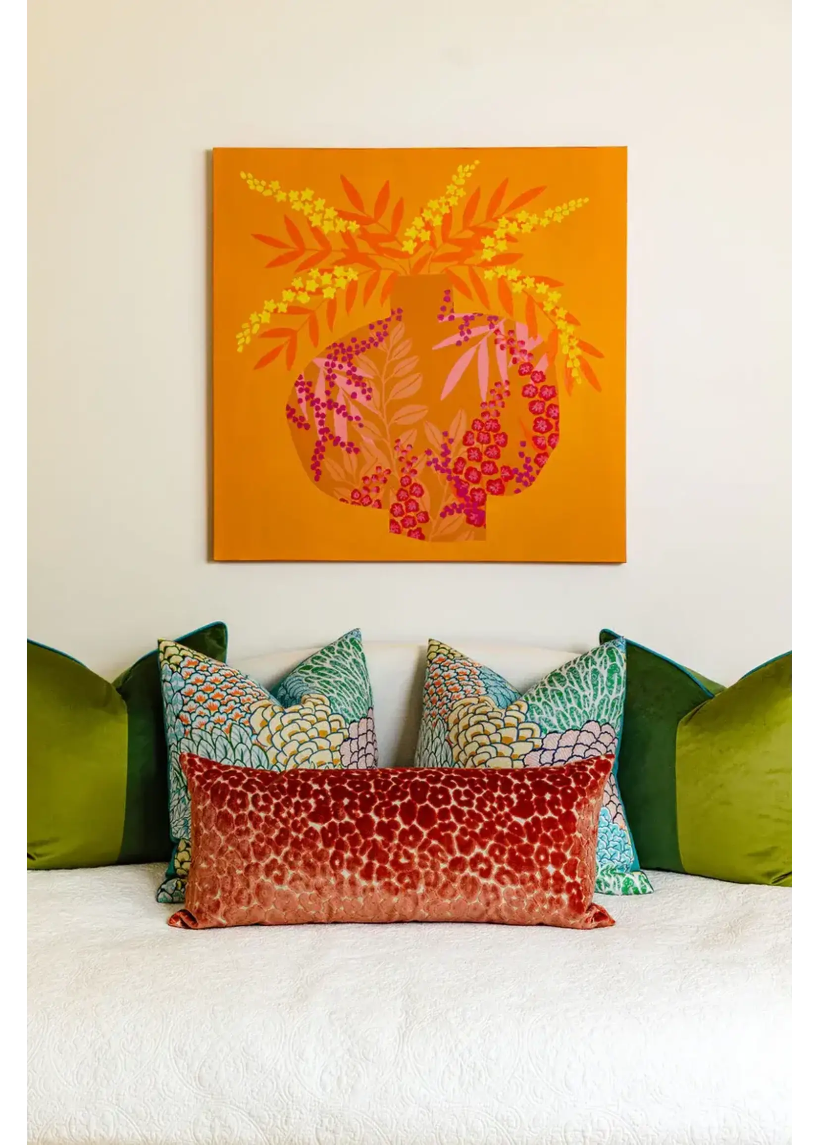 Piper Collection Elena 22x22 Multi-Colored Floral Printed Linen with Solid Teal Velvet Back in Starfish