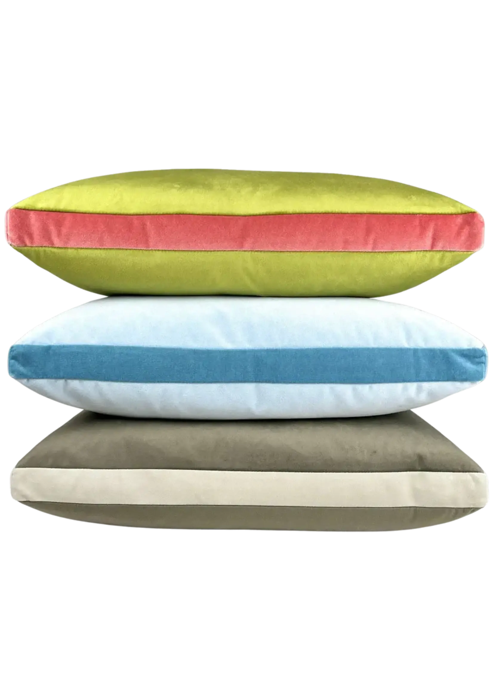 Piper Collection Eloise 22x22x1.5 Wasabi Velvet with Coral Velvet Gusseted Pillow