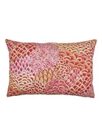 Piper Collection Layla 16x24 Artichoke Printed Lumbar Pillow in Shades of Pink and Orange- Pink