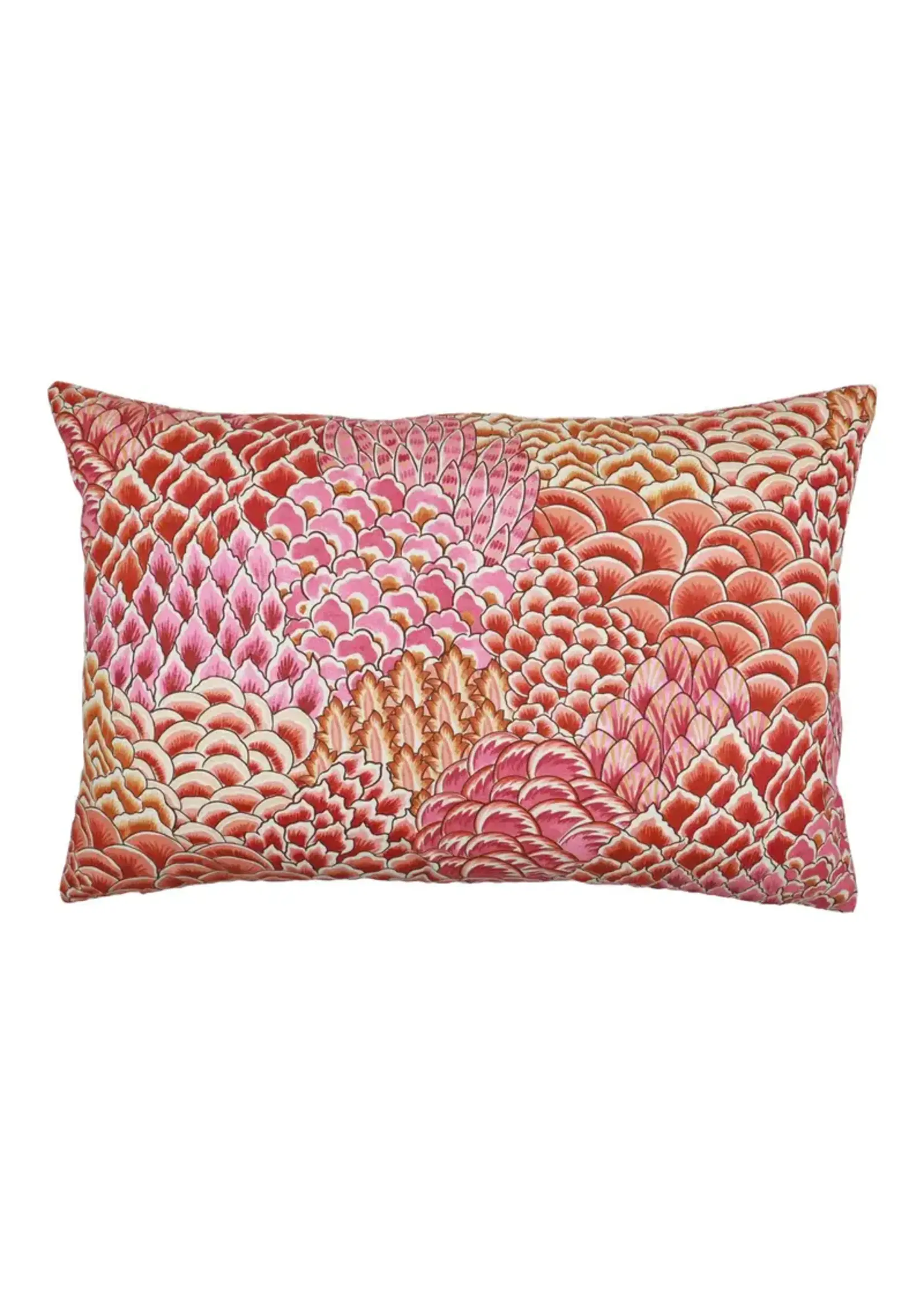 Piper Collection Layla 16x24 Artichoke Printed Lumbar Pillow in Shades of Pink and Orange- Pink
