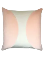 Piper Collection Liv 22x22 Rosewater Velvet with Oyster Velvet Color Blocked Pillow