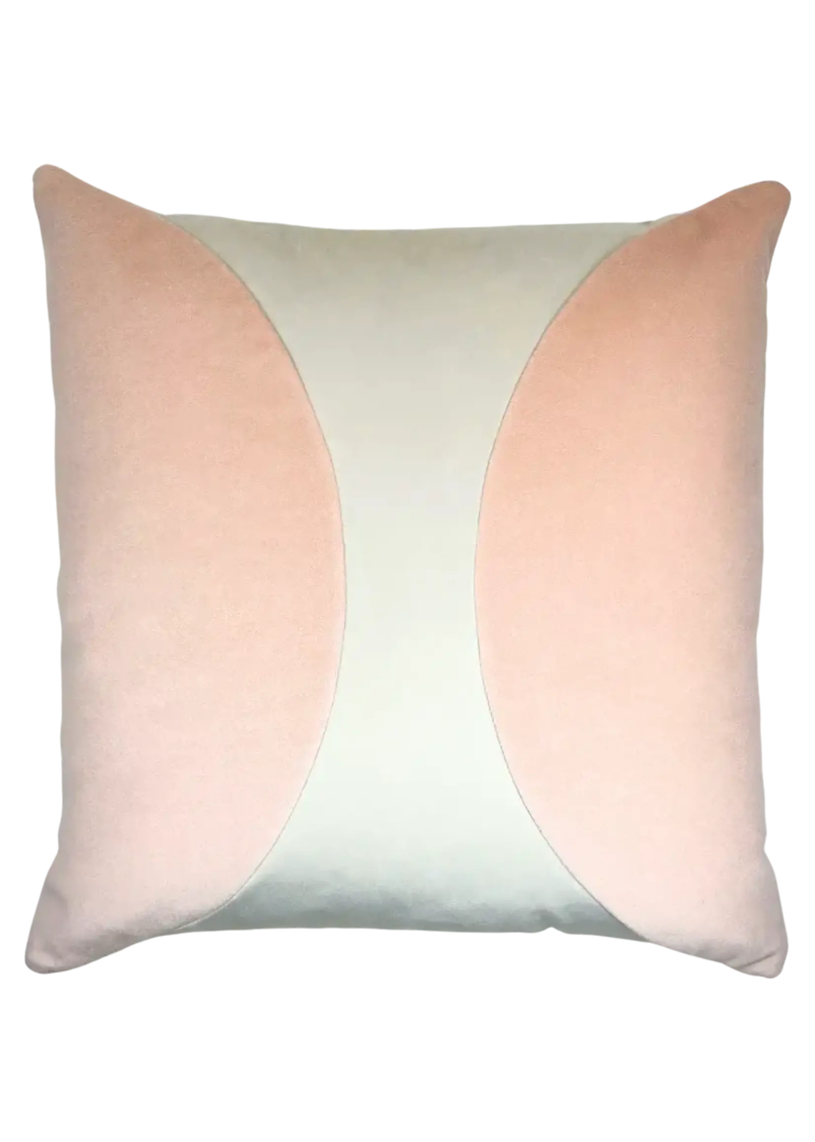Piper Collection Liv 22x22 Rosewater Velvet with Oyster Velvet Color Blocked Pillow