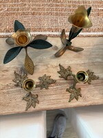 Pam Sumblin Vintage Brass Leaf Candleholders, Set/2