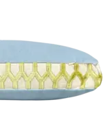 Piper Collection Margot 22x22x2.5 Solid Chambray Velvet Box Pillow with Celery Velvet Trim on Gusset
