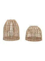 Creative Co-Op Bamboo Lanterns w/ Glass Inserts- Set of 2