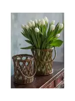 Vagabond Vintage Classic Glass and Wicker Vase, Small