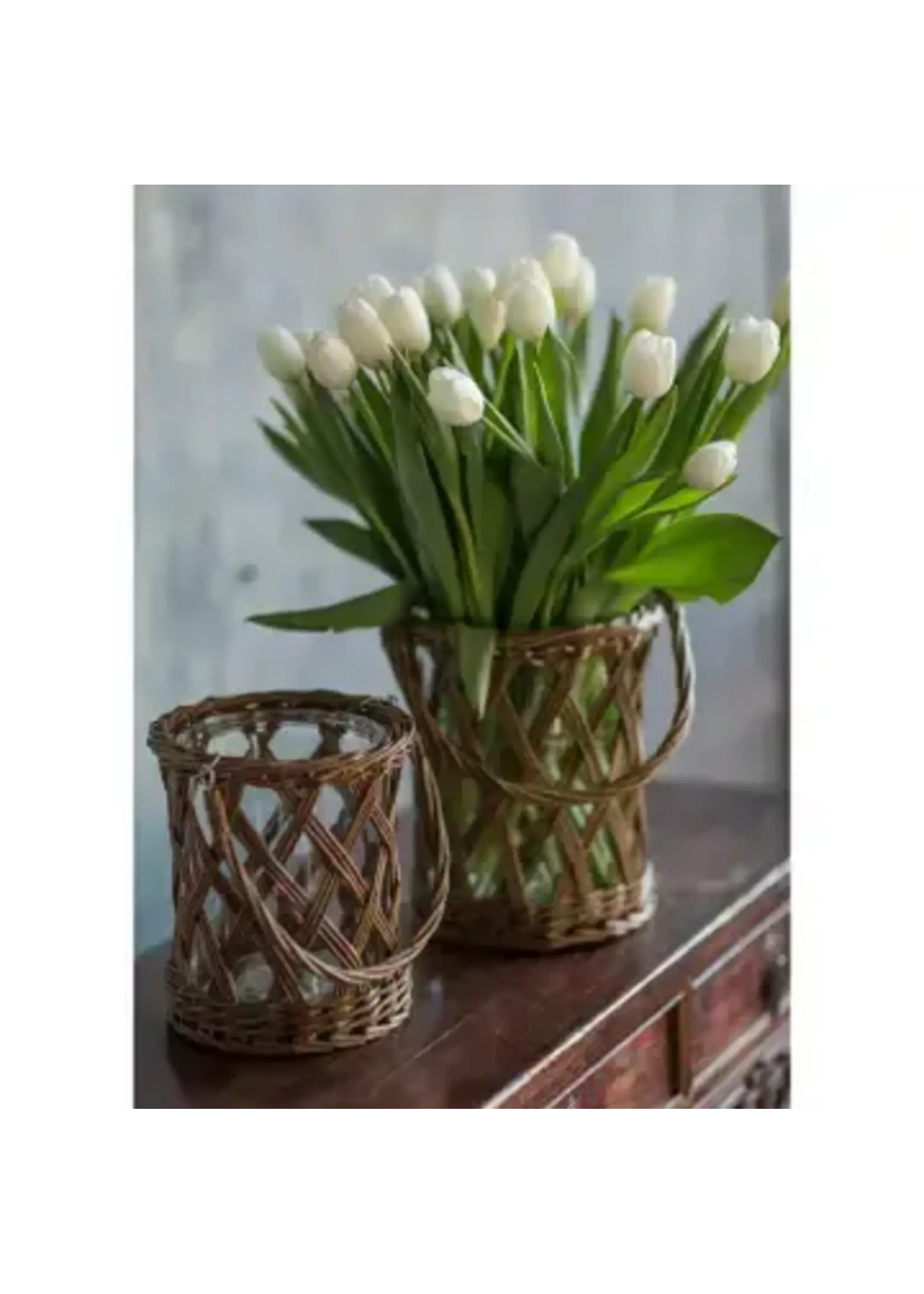 Vagabond Vintage Classic Glass and Wicker Vase, Large