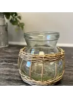 Vagabond Vintage Glass Vase with Wicker Holder