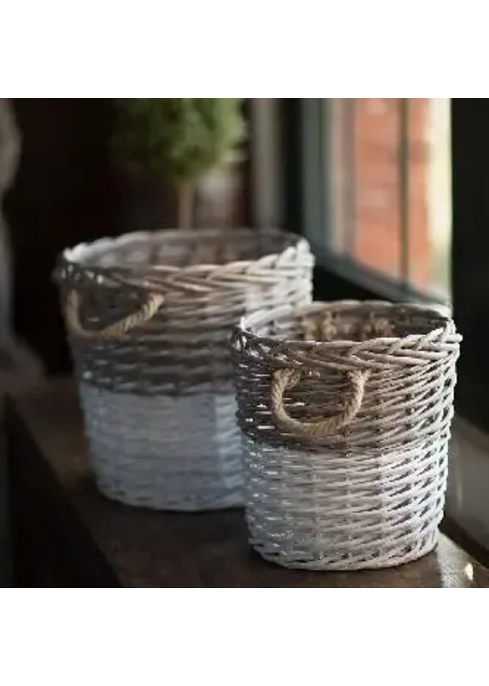 Vagabond Vintage Round Willow Baskets Dipped In White, Set of 2