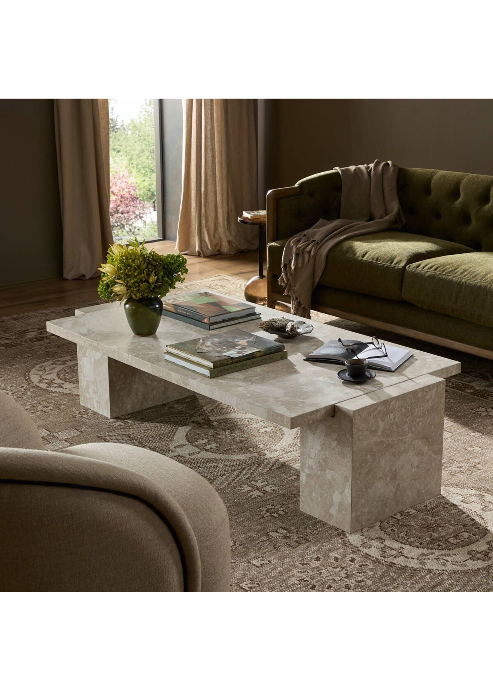 Four Hands Romano Coffee Table - Lunar Marble