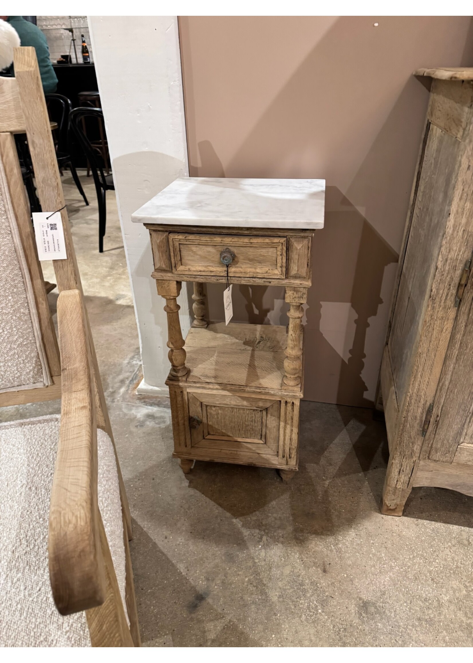 Schwung Home USA Inc. Oak Bedside Table with Marble Top