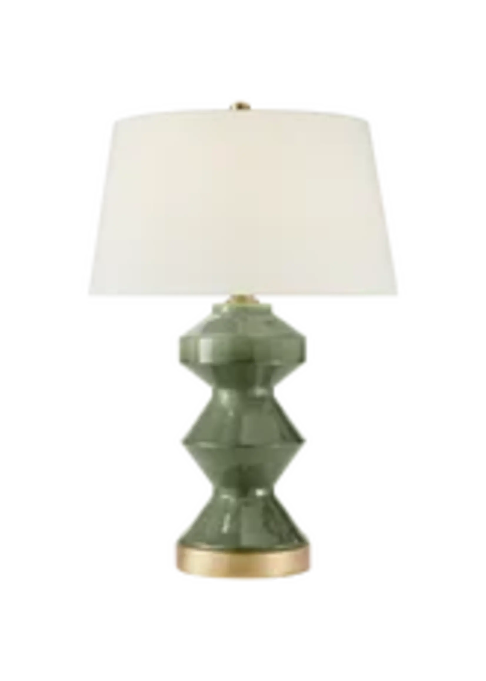 Visual Comfort & Co. Weller Zig-Zag Table Lamp in Shellish Kiwi with Linen Shade