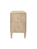 Worlds Away Hammond Two Door Side Table with Fluted Detail in Cerused Oak
