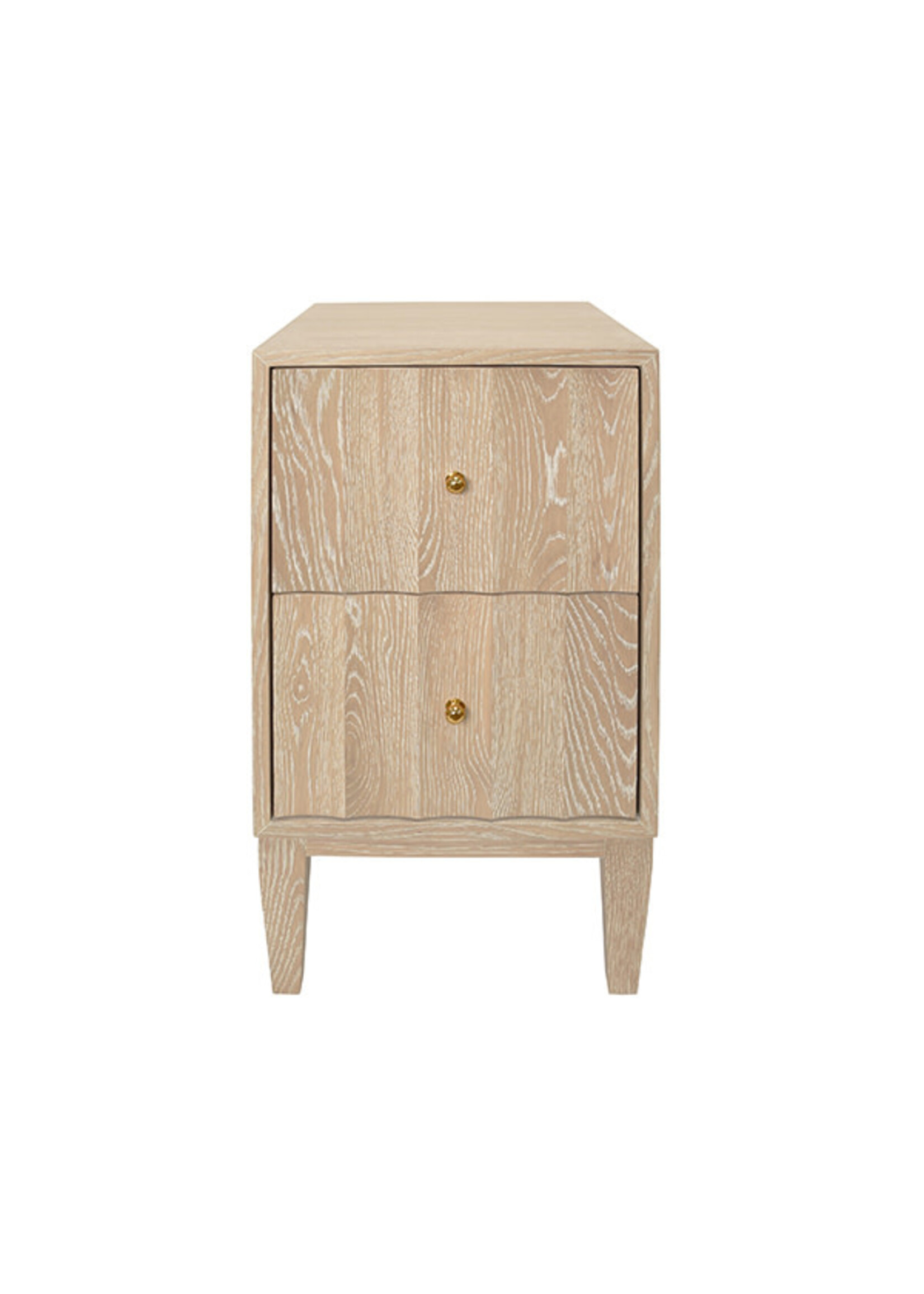 Worlds Away Hammond Two Door Side Table with Fluted Detail in Cerused Oak