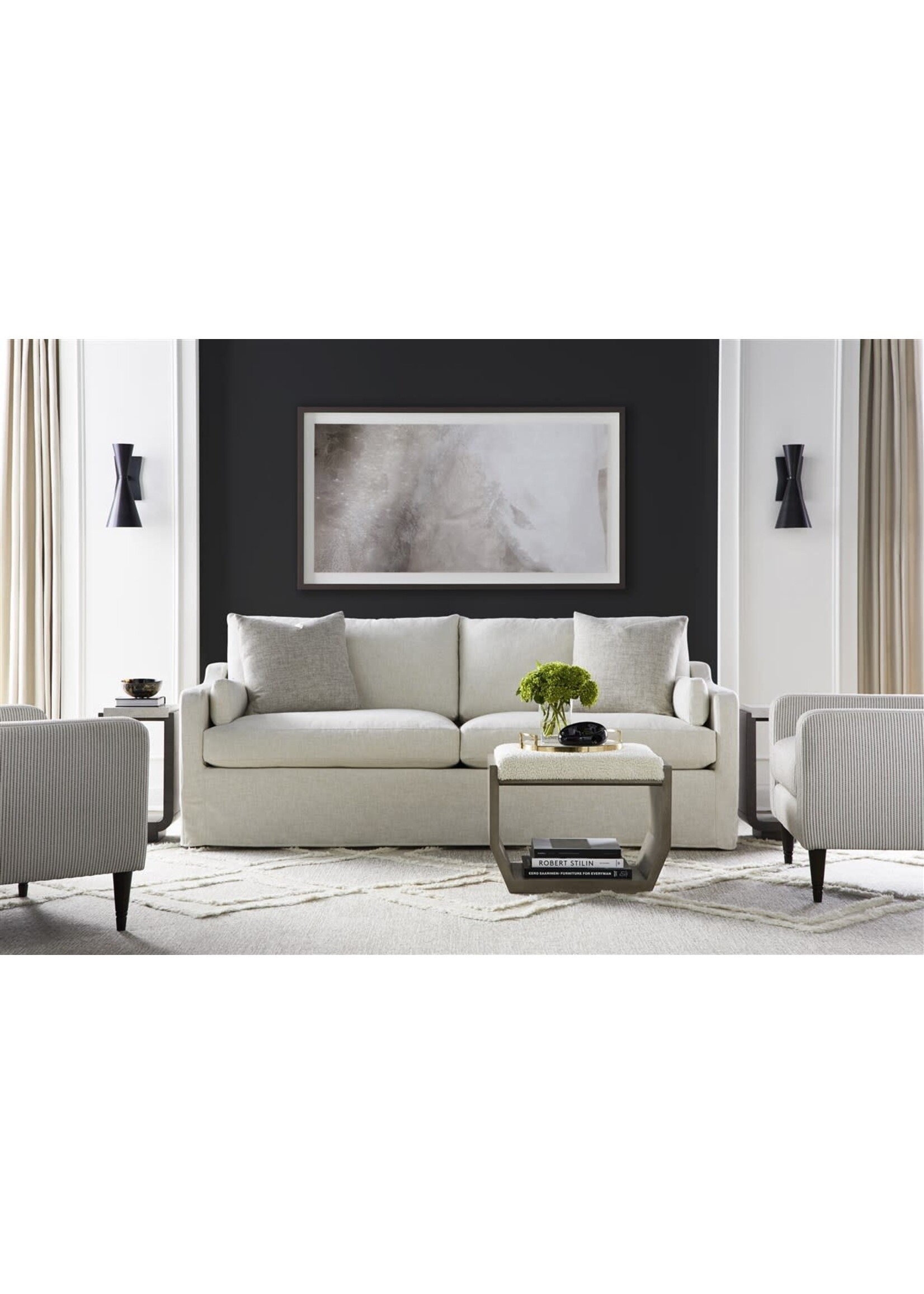 Vanguard Furniture Thea Two Seat Slipcovered Muslin Sofa, Tideway Linen Slipcover