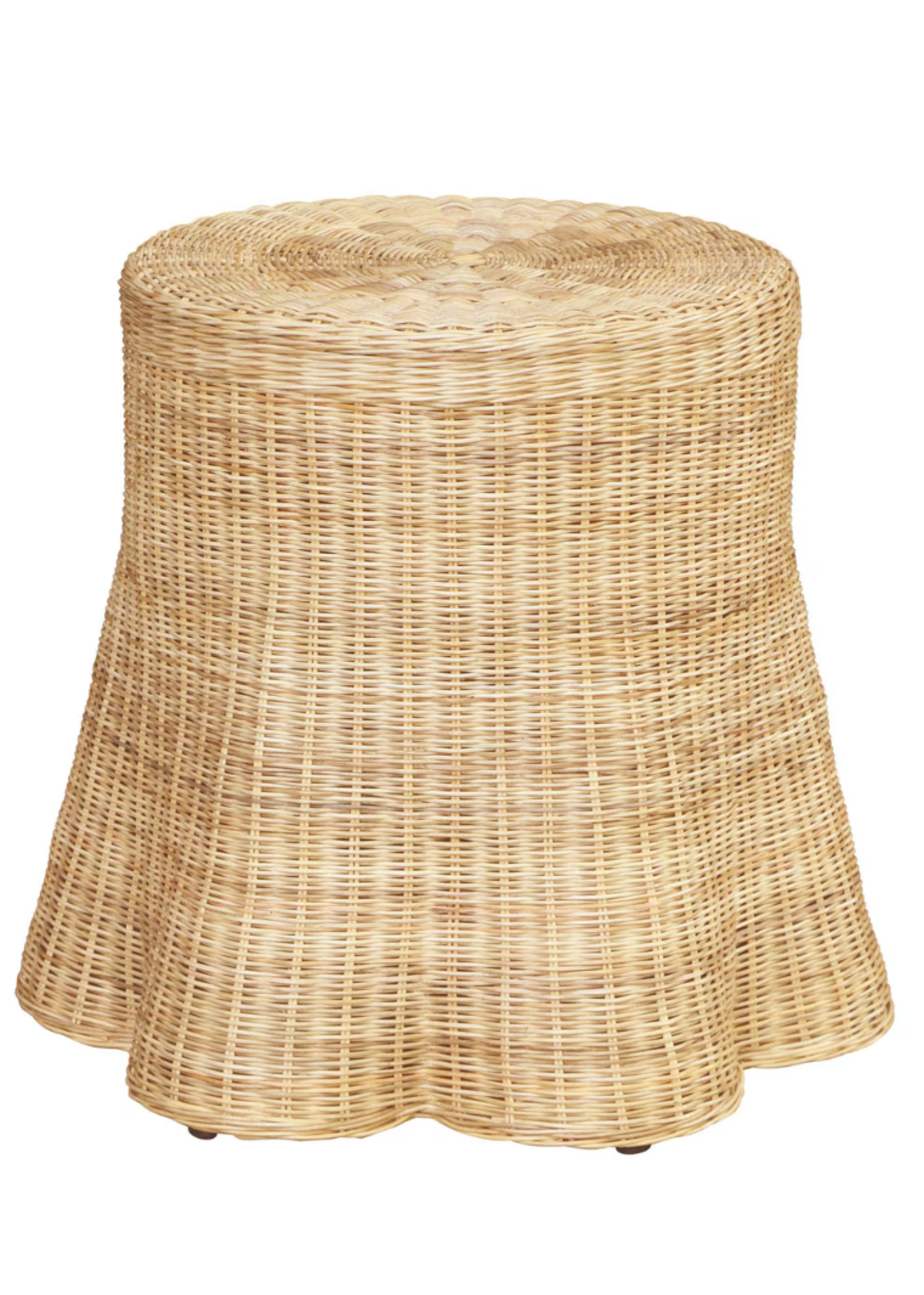 Jeffan Bonnie Rattan Scalloped Side Table, Natural